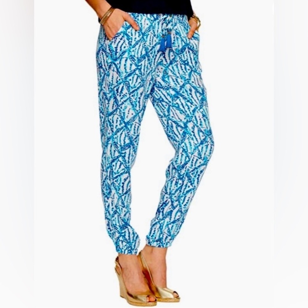 Lilly Pulitzer Piper Island Jogger Pants in Sparkling Blue Hook Up, Size XS